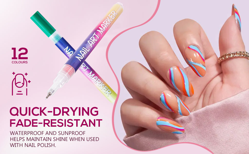 Kids DIY Nail Art Marker Pen (12 Colors)