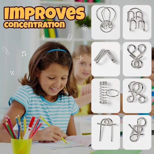Metal Puzzle Ring IQ Brain Teaser – Educational Mind Challenge Toy