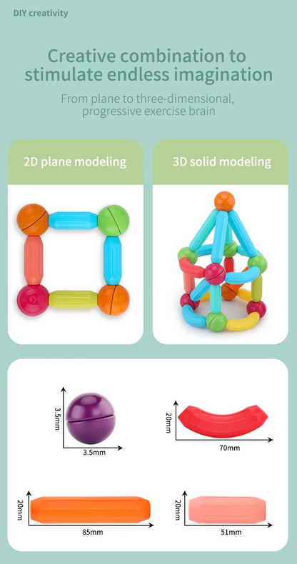 Magnetic Sticks Building Blocks For Kids Early Learning & Development